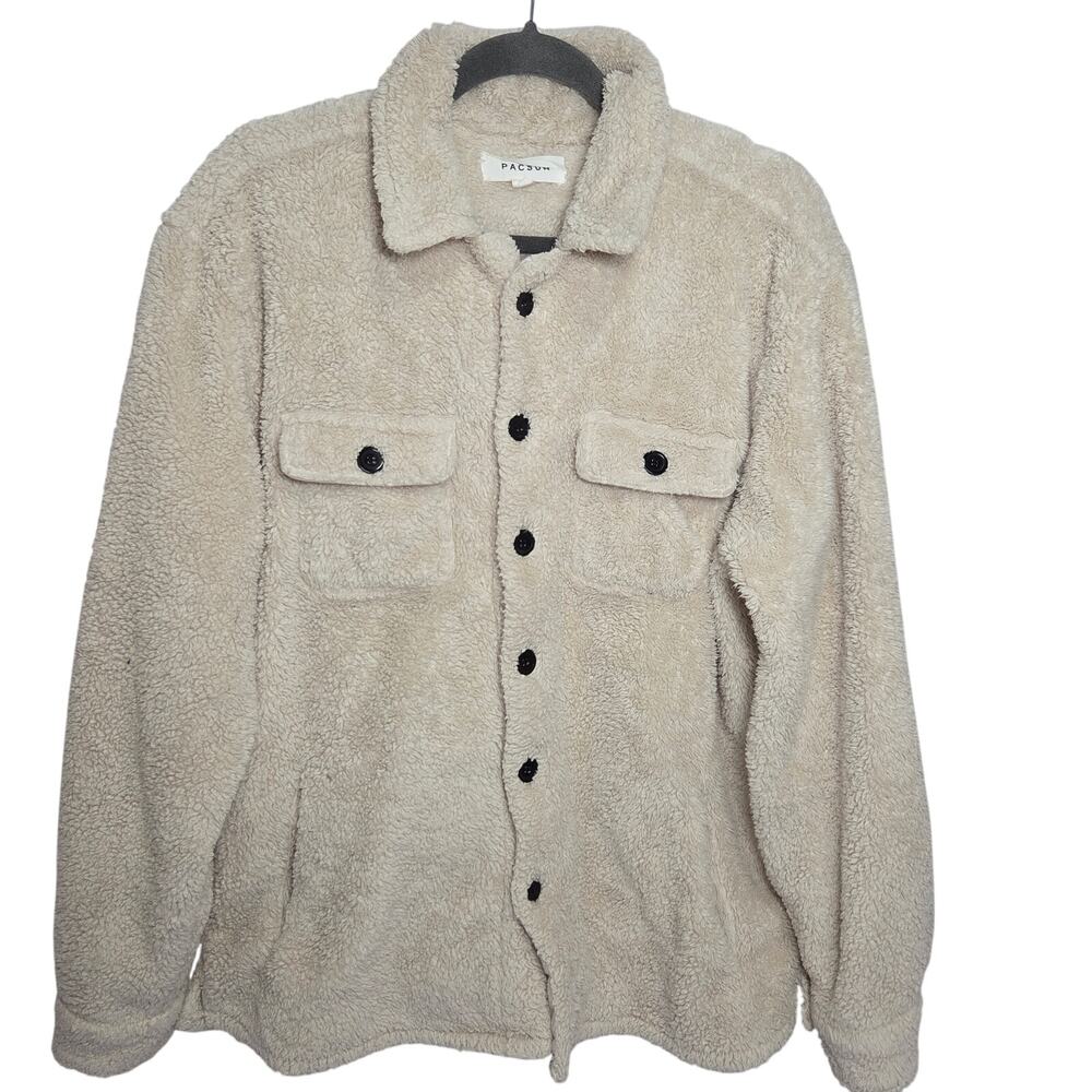 Pacsun Utility Sherpa Fuzzy Button Front Shacket … - image 3